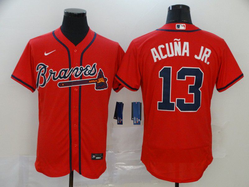 Men Atlanta Braves #13 Acuna jr Red Nike Elite MLB Jerseys->boston red sox->MLB Jersey